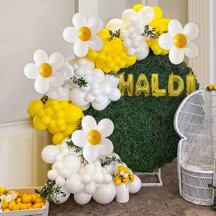 LOONS PEDDLER Solid Haldi Ceremony decorations items for photo shoot, wedding decoration for home Balloon