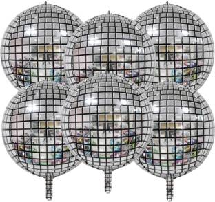 Juneja Enterprises Solid 4D Big Metallic Disco Fever Mirror Ball Round Sphere Mylar Foil Balloons Balloon
