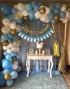 Balloon and you Printed Blue Boy 1st Birthday Decoration kit items Combo Balloon