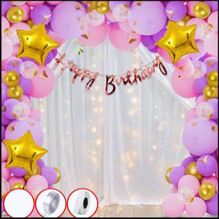 DAY DECOR Solid Happy Birthday Balloon Set Birthday Decoration Balloon Decoration Items Set Balloon