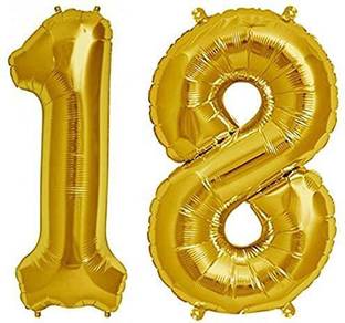 SUBHVACHI Solid Golden " 18 " Numerical Foil Balloon For Birthday Anniversary Celebration Balloon