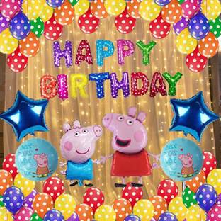 पार्टी ब्रीज़ प्रिंटेड peppa pig birthday theme decoration combo set for kids girls boys गुब्बारा
