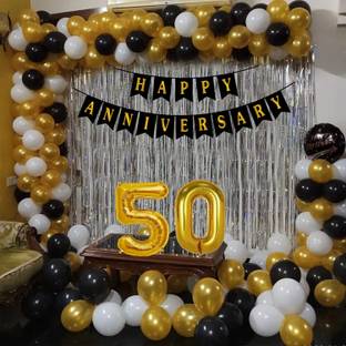 groovy dudz Solid 50th Marriage Anniversary Decoration Items Balloon