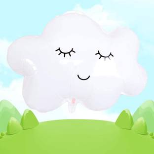 FUNCART Printed Cloud Shape Foil Balloons White Cloud Shaped Foil Mylar Balloon