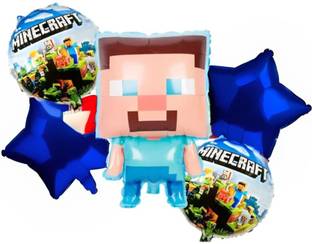 BashNSplash Printed Minecraft Theme Party foil Balloon gamer birthday Party balloon 5pcs Balloon