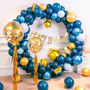 Bash N Splash Solid Blue Happy birthday Balloon Confetti Ballon Birthday Party star Foil balloon Balloon