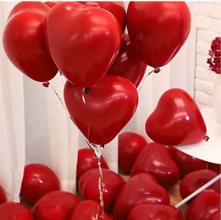 Mosclue Solid 75 Pcs RED Heart Shape Balloons For Anniversary/Valentines/Wedding/Party Decor Balloon