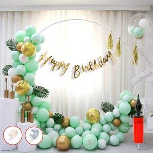 Trixzoom Decoration Kit 62 pc Combo with Cursive Gold Birthday Banner