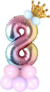 Shopperskart Solid Eight/8 Number Toy Foil Balloon With Crown/Balloon For Birthday Party Decoration Balloon