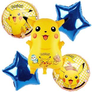 Bash N Splash Printed Pokemon Theme Pikachu Pika pe Pokémon Happy Birthday Party Balloons Round & Star Balloon