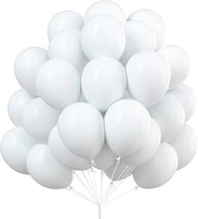 1iAM Solid 50 Pieces White Pastel Balloons for Decoration of Birthday, Anniversary, Mehndi Balloon