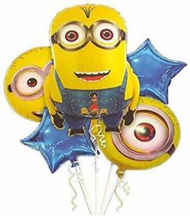Rozi Decoration Printed Party Decoration Foil Balloon Set of 5 pcs- Kids Birthday, Chiller Party, Baby Shower Theme (Minion) Balloon