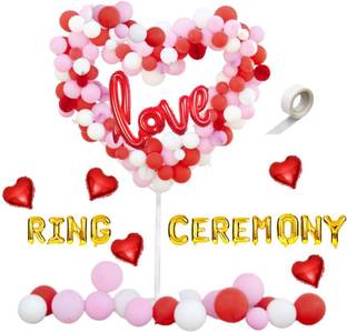 FLICK IN Printed 80 Pcs Engagement Items Heart Balloon Arch Stand Ring Ceremony Decoration Balloon