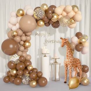R G ACCESSORIES Solid Brown Gold Balloons Garland Kit Of 53 Pcs For Party Decorations Balloon