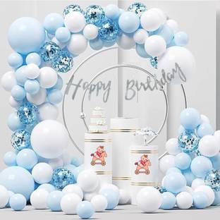 nakomoco Solid Shiny Blue Birthday Decoration Kit of 34pcs – For Kids, Husband, girls, wife Balloon