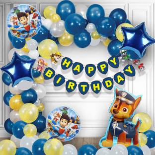 LOONS PEDDLER Printed Paw Patrol Birthday Decoration | Cartoon Happy Birthday Decoration Kit for kids Balloon