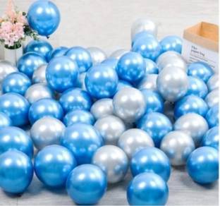 Mosclue Solid Hd/Mettalic 100 Balloons Blue,Silver For Kid's/Adult/ Party/Birthday Decorations Balloon