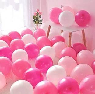 Mosclue Solid Hd/Mettalic 100 Ballons Pink and White For Kids/Adult/Party/Birthday Decorations Balloon