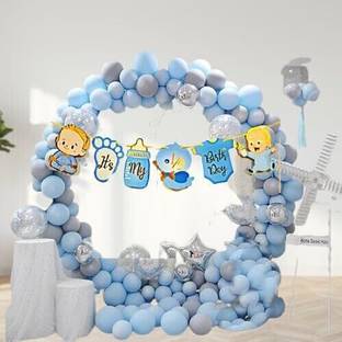 Juneja Enterprises Solid Half Birthday Decoration for Baby Boy - 6 Month Birthday Decorations for Boy Balloon