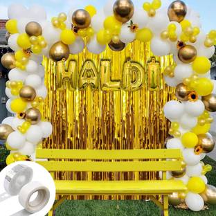 LOONS PEDDLER Solid Haldi Decoration Items for Marriage Haldi Ceremony Decoration Wedding Home Decor Balloon