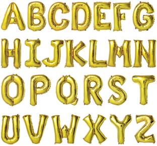Kiva Enterprise Solid Alphabet Gold Foil Balloon A to Z Letter 16inch For Party Name Decoration Item Letter Balloon