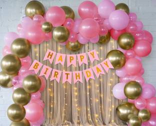DAY DECOR Solid New Birthday Balloon Decorations Kit | Decorated For Bday Pack Of -66 Balloon