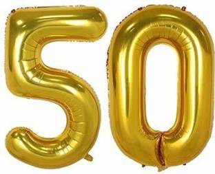 NImbark collection Solid 50 Number Balloon Golden Color Foil Balloon Balloon