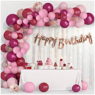 BUC Solid Birthday Decorations Kit For Girls Pcs-69 Birthday Celebration Bday Decoration Balloon