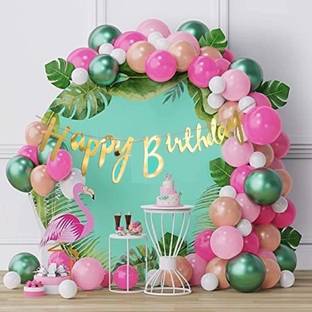 R G ACCESSORIES Solid Pink Green Balloons Combo Kit Of 52 Pcs For Party Decorations Balloon