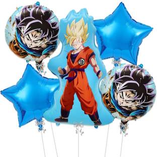 FLICK IN Printed Dragon Ball Foil Balloon Set of 5 Pcs Goku Foil Balloon Decoration Items for Kid Balloon