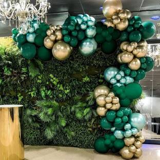 R G ACCESSORIES Solid Green Golden Balloons Garland Kit Of 51 Pcs For Party Decorations Balloon