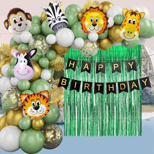 Rozi Decoration Jungle Theme Birthday Decoration Combo Kit