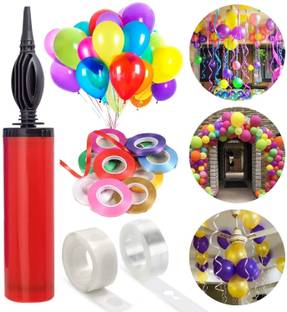 RJV Global Solid Decorating Garland -1Tape Strip,1Glue dot,1 Pump, 4 Ribbon Balloon Bouquet