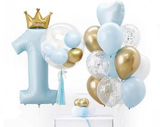 Bash N Splash Printed Helium Quality 1st Birthday Prince baby 1st birthday Party Foil with 1 number Balloon