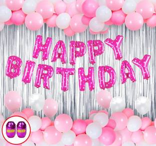 Probang Solid Birthday Metallic Balloons with foil Curtain, Happy Birthday Letter Foil Balloon Balloon
