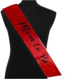 SOI Printed Red Mom To Be Sash for Baby Shower Decorations Balloon