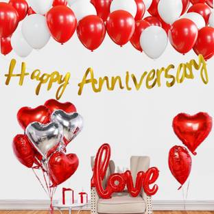 groovy dudz Red, White & Gold Anniversary Decorations for Couples