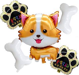 FLICK IN Printed Lets Pawty Decoration Dog Birthday Party Decorations Brown Puppy Foil Balloons Balloon