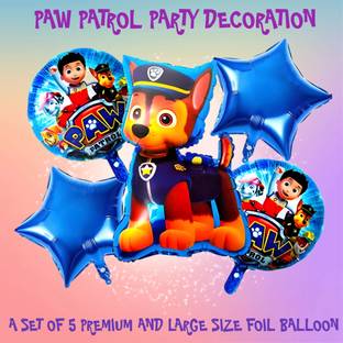 FOOGAA Solid Birthday Decoration with Paw Patrol Pawsome Foil Balloon set Magic Balloon
