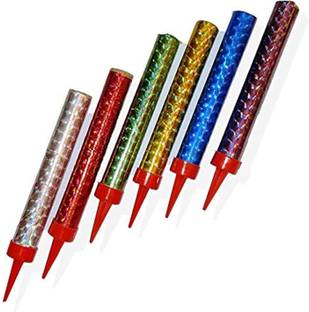 SHRIKHATUSHYAM Printed Sparkle Candle Happy Birthday and Party Cake Decoration Pack of 6 Twister