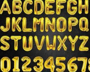 Arihant Hub Solid Pack Of 10 pcs Alphabet foil Balloons, for Birthday Name Letters (Golden) Letter Balloon