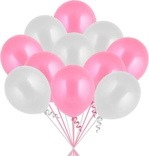 PARTY MIDLINKERZ Solid 100Pcs Pink, White Metallic Balloons For Ballons For Decorating Balloon