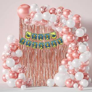 Rozi Decoration Printed Happy Eid Festival Comb Kit with Banner, Balloons, Foil Curtain Balloon Bouquet