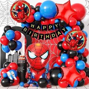 PopTheParty Printed spiderman birthday decoration avengers theme combo kit for boys girls Balloons Balloon