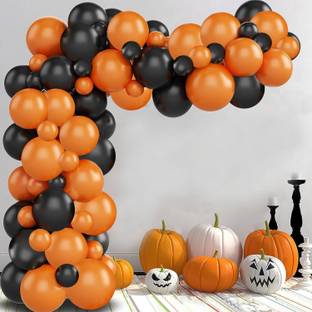 Bash N Splash Printed Happy Halloween party Decoration Balloon Orange Black Party Balloon Pack 50 pcs Balloon