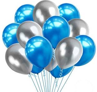 RJV Global Solid Solid Balloons Metallic HD Finish Silver-Blue (Pack of 50) Balloon Balloon