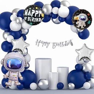 groovywings Solid Space Theme Happy Birthday Decoration Items for Boy & girl combo Balloon