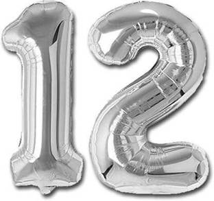 Juneja Enterprises Solid Silver 12 Numerical Foil Balloon