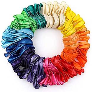 Flyelle Solid Metallic Multicolor Balloon of 50,for Birthday/Anniversery party decoration Balloon