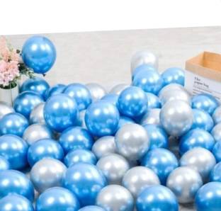 Propsy Solid HD/Latex/Metalic 150 Balloons Blue,Silver For Kids/Adult/Party/Birthday/Decor Balloon